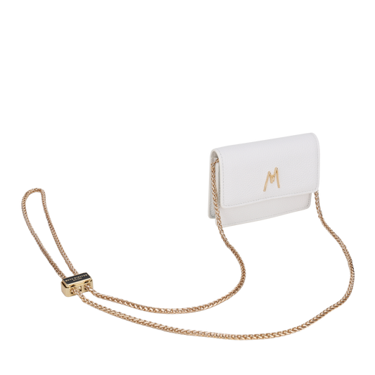 MW CHAIN CARD HOLDER - WHITE