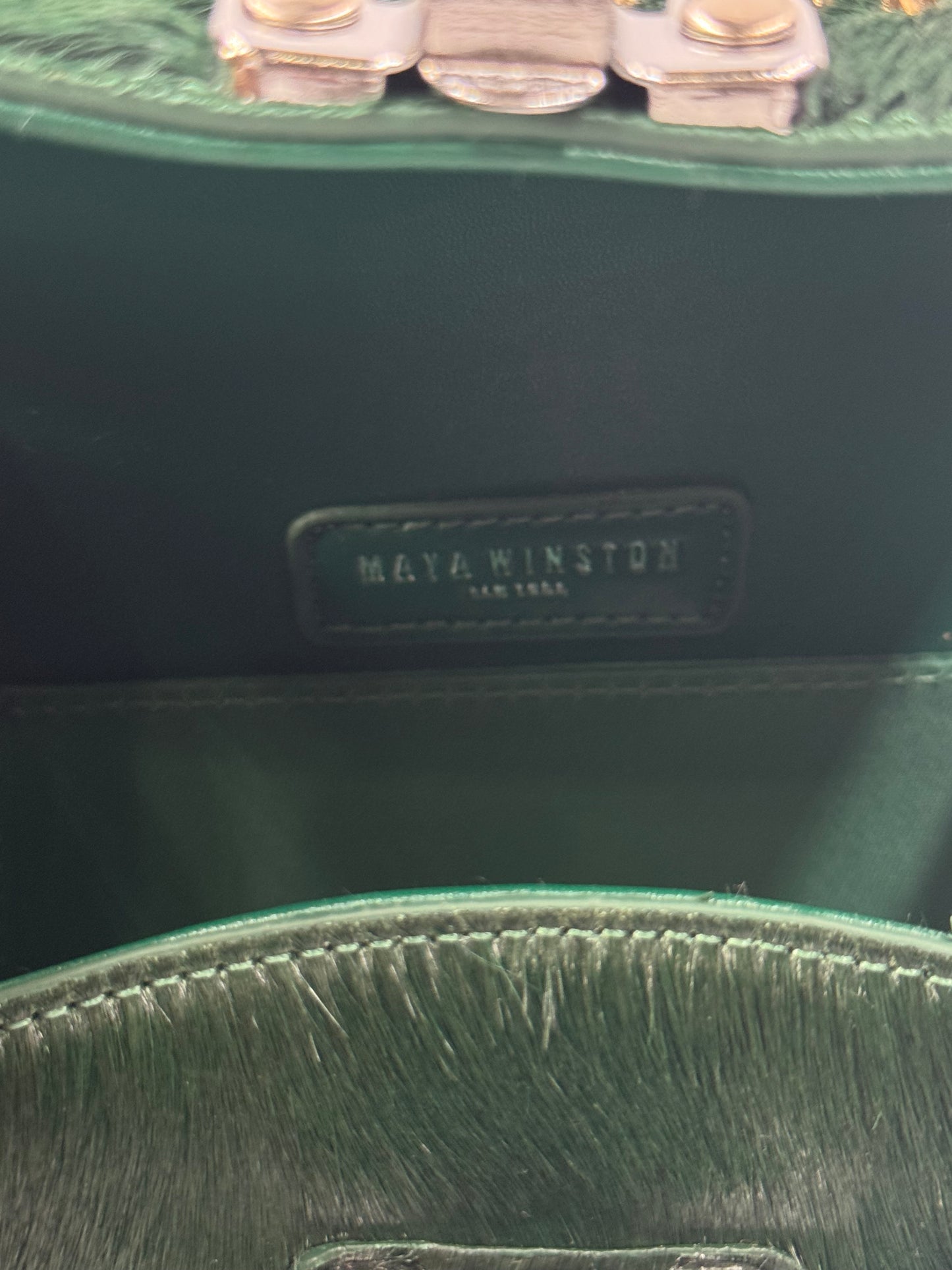 MAYA WINSTON DOME TRUNK - EMERALD GREEN PONY HAIR