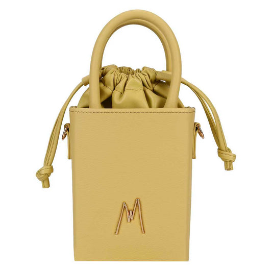 "SMALL LEATHER TOTE" LEMON DROP