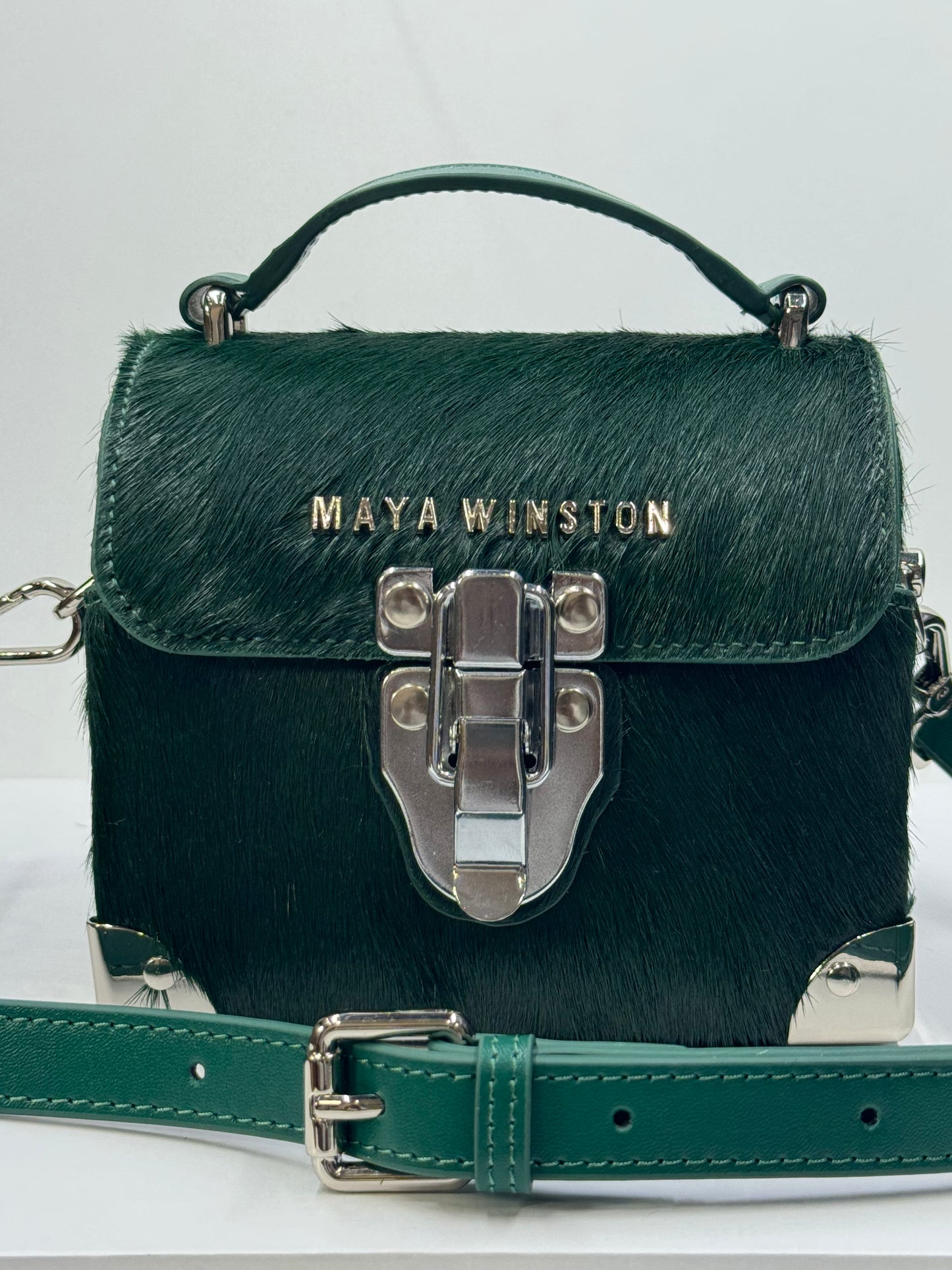 MAYA WINSTON DOME TRUNK - EMERALD GREEN PONY HAIR