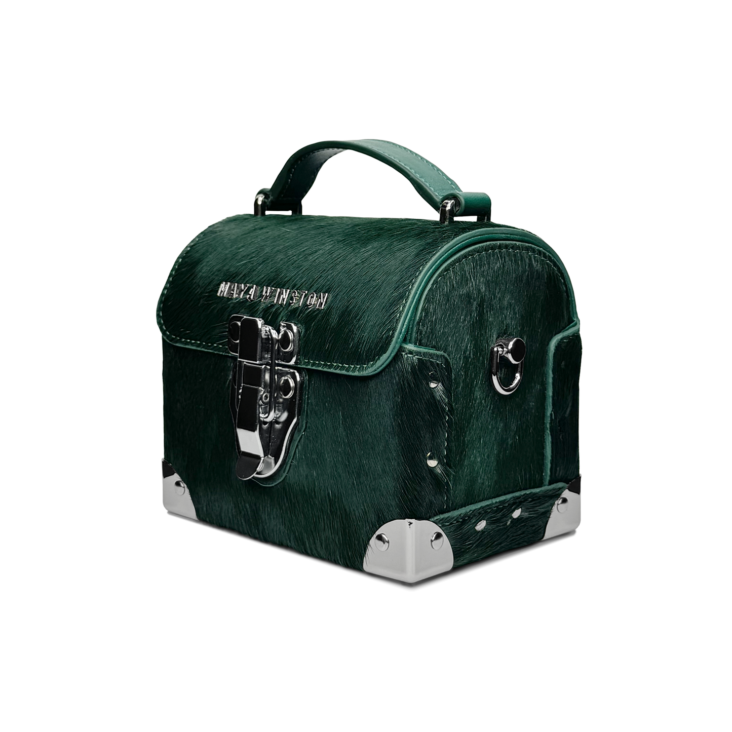MAYA WINSTON DOME TRUNK - EMERALD GREEN PONY HAIR