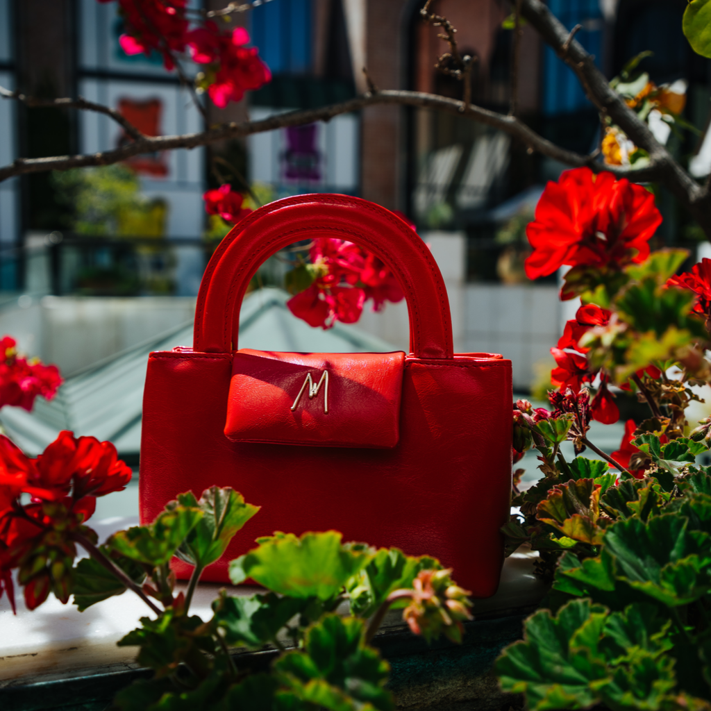MIMA TOP HANDLE BAG - ROSE RED