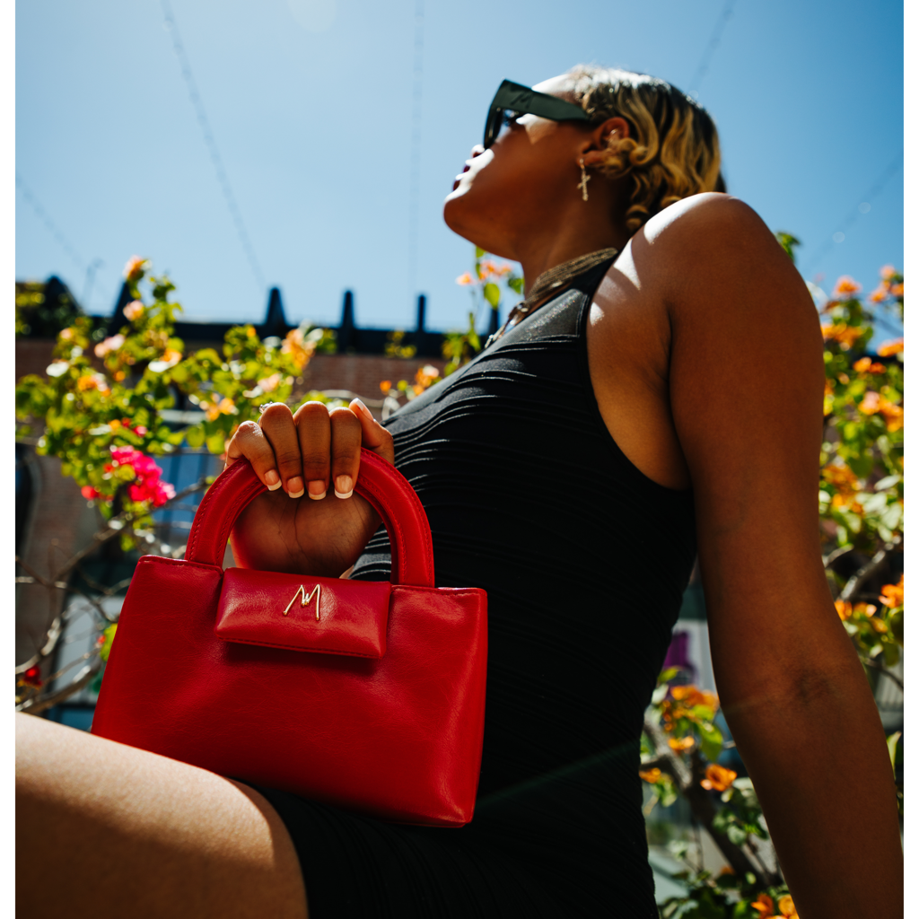 MIMA TOP HANDLE BAG - ROSE RED