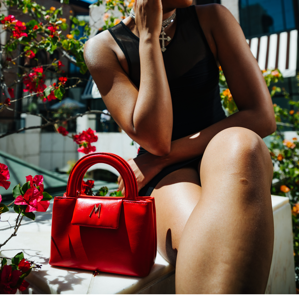 MIMA TOP HANDLE BAG - ROSE RED