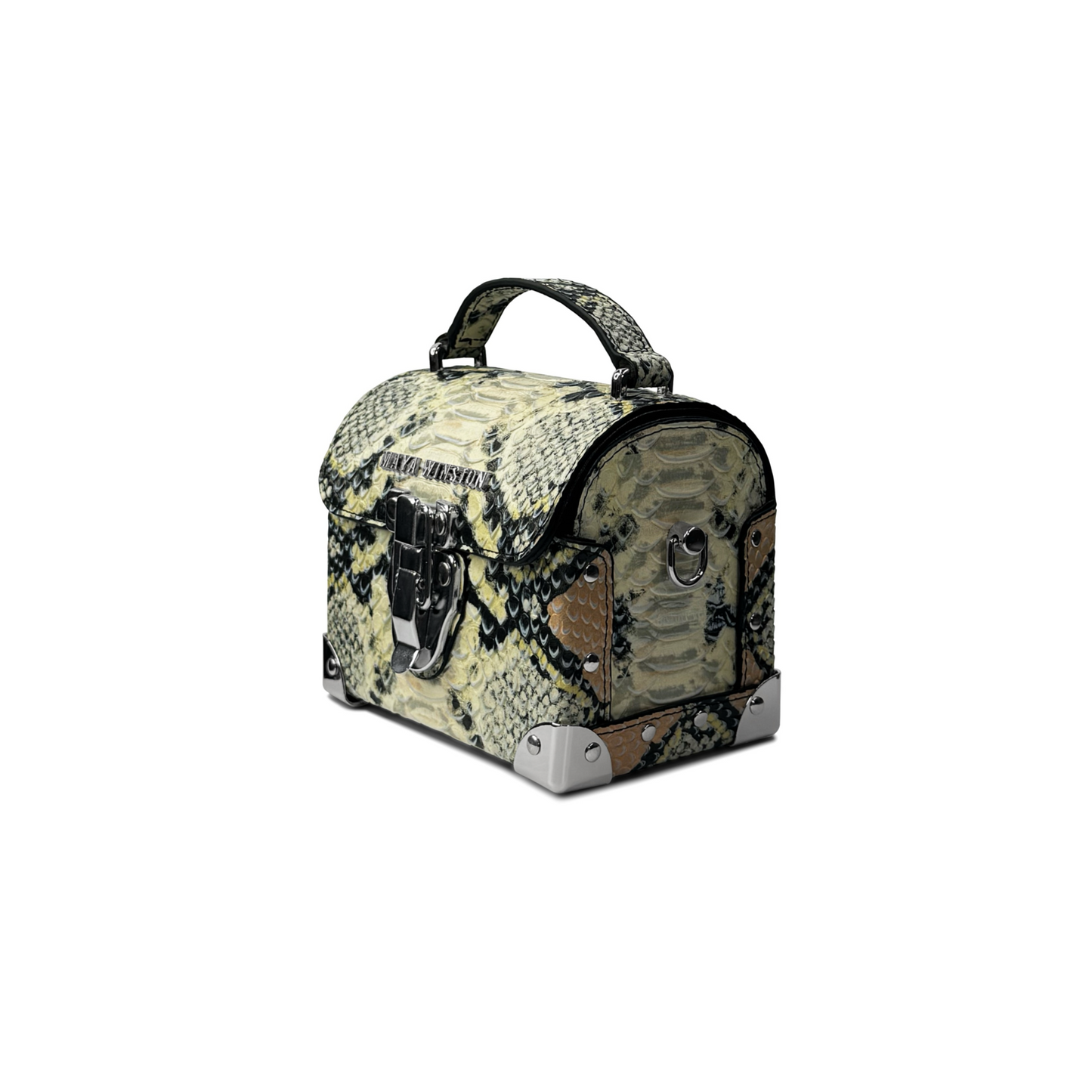 MAYA WINSTON DOME TRUNK - YELLOW SNAKE SKIN