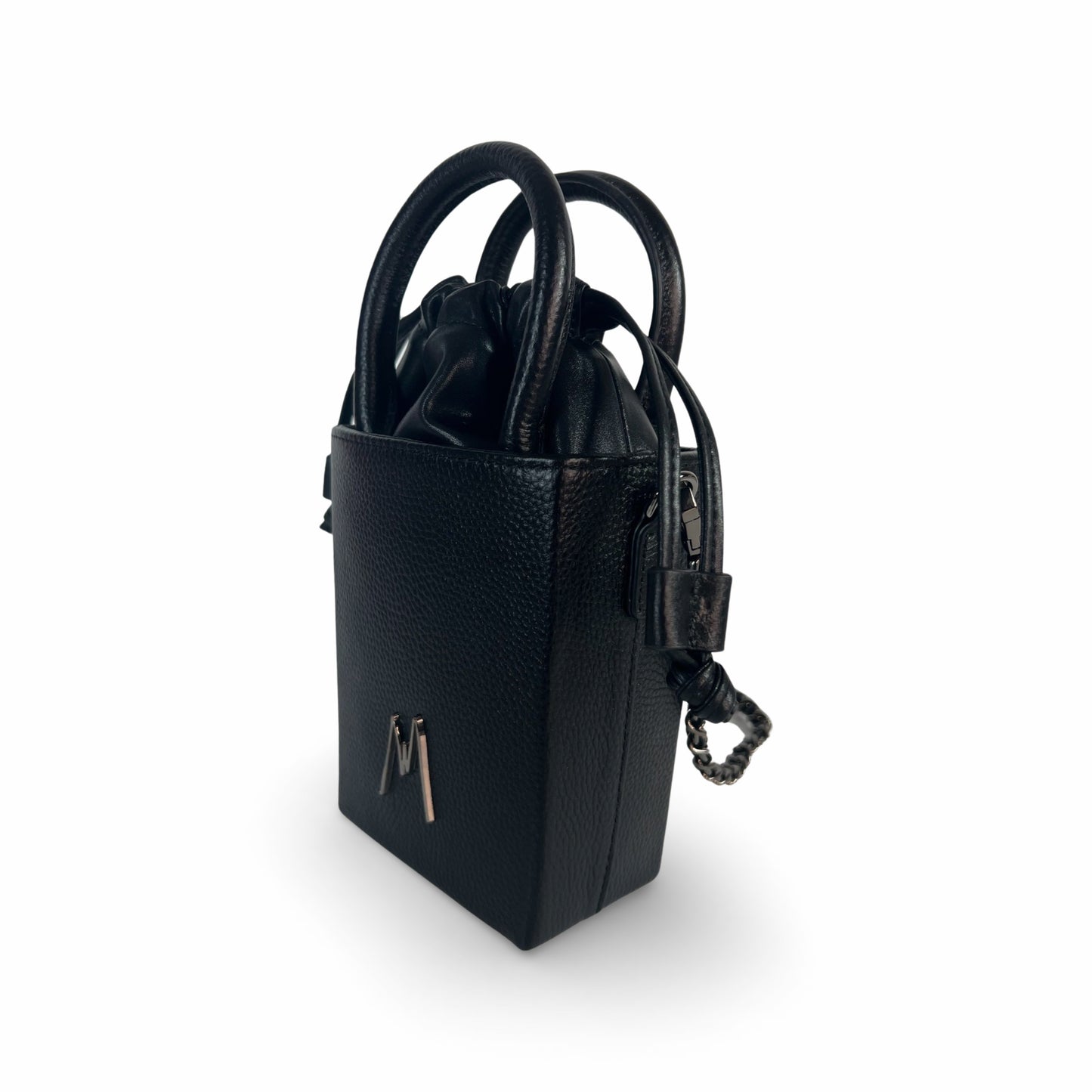 "SMALL LEATHER TOTE"  BLACK