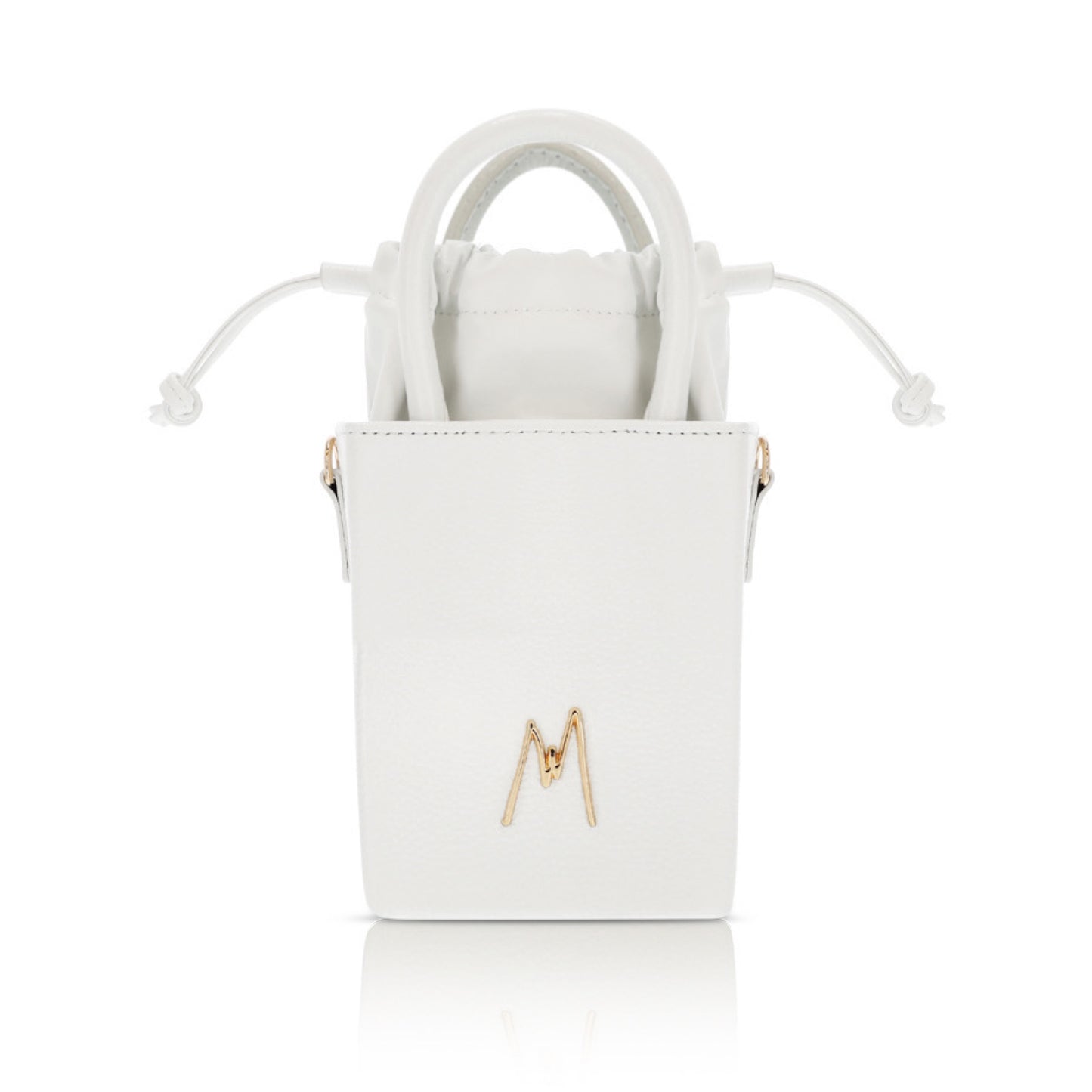 "SMALL LEATHER TOTE" GLACIER WHITE