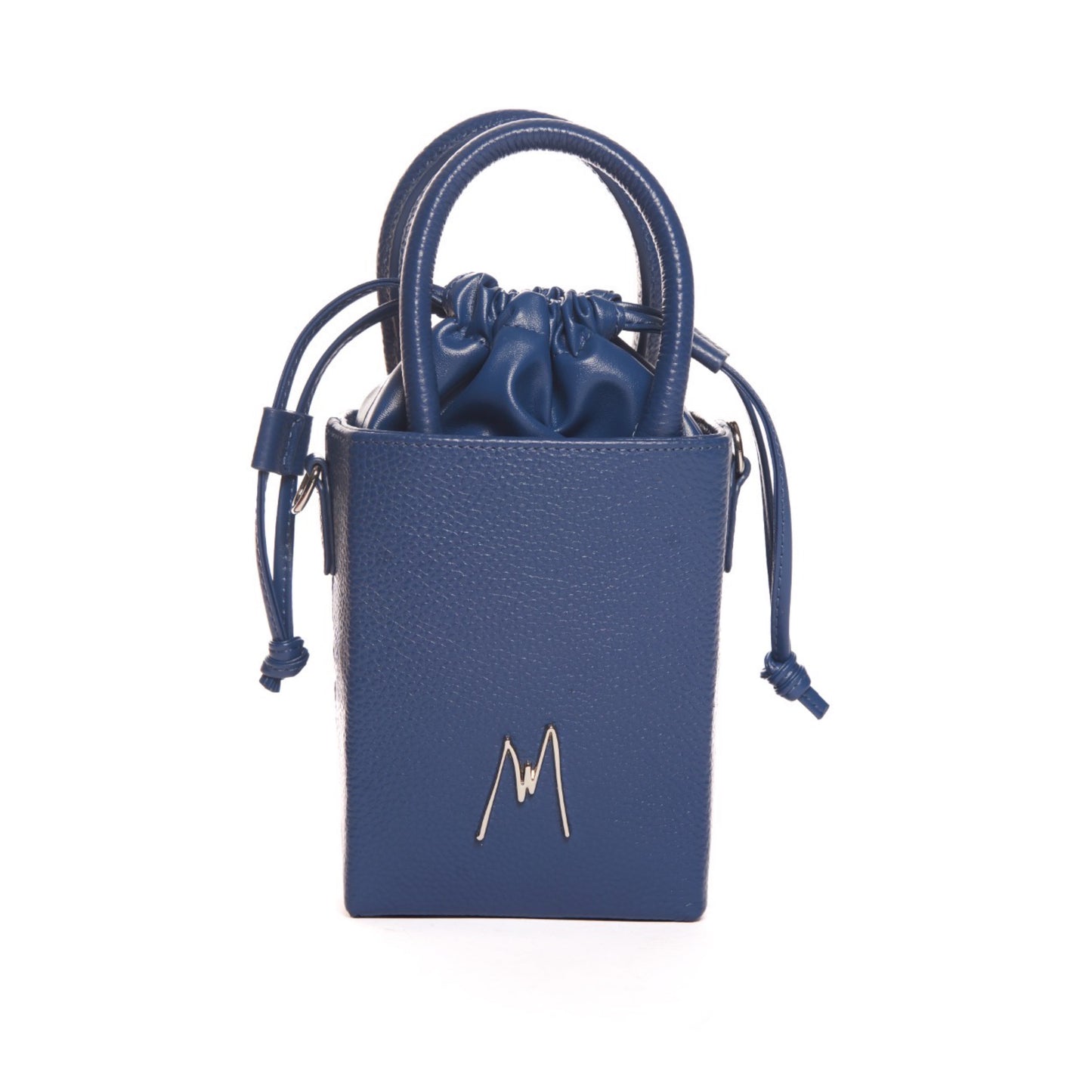 "SMALL LEATHER TOTE" MIDNIGHT BLUE
