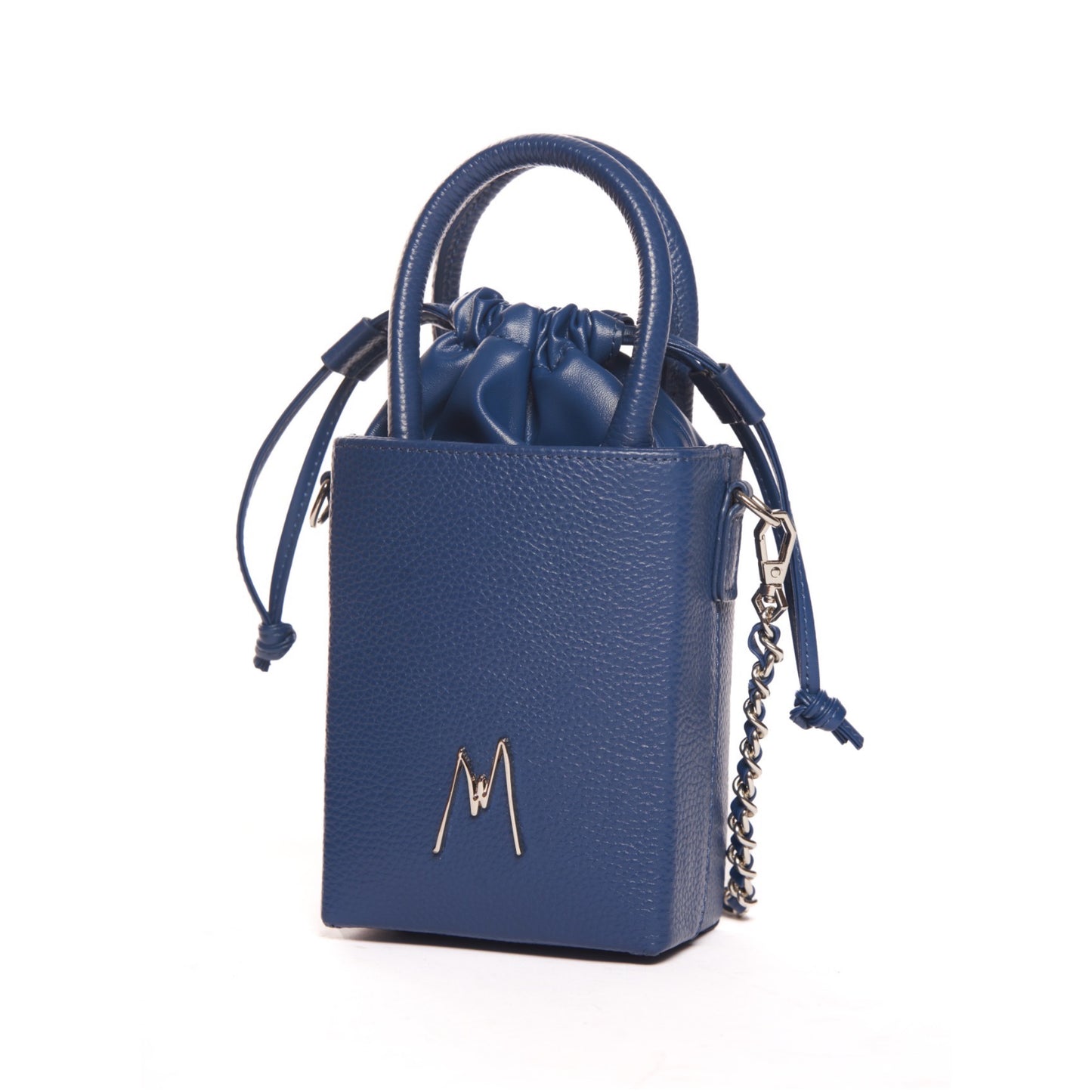 "SMALL LEATHER TOTE" MIDNIGHT BLUE