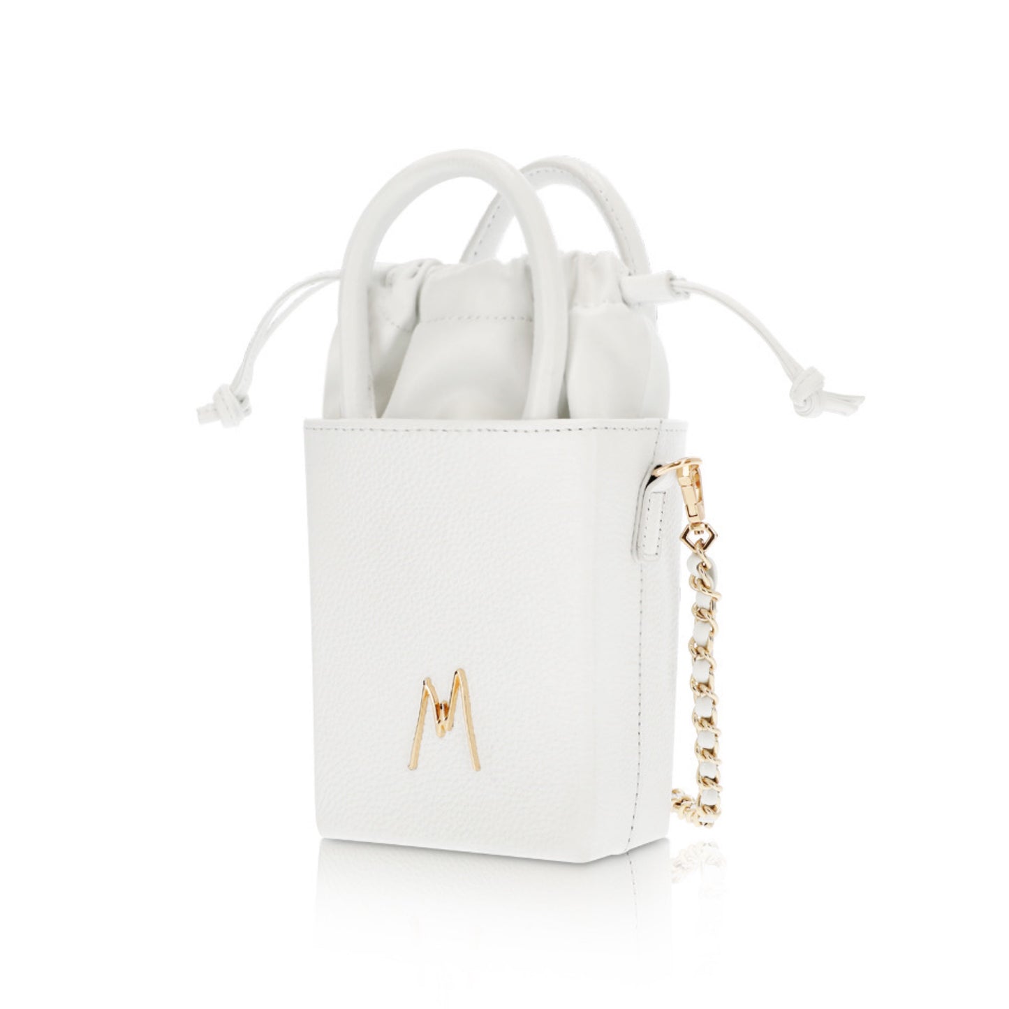 "SMALL LEATHER TOTE" GLACIER WHITE