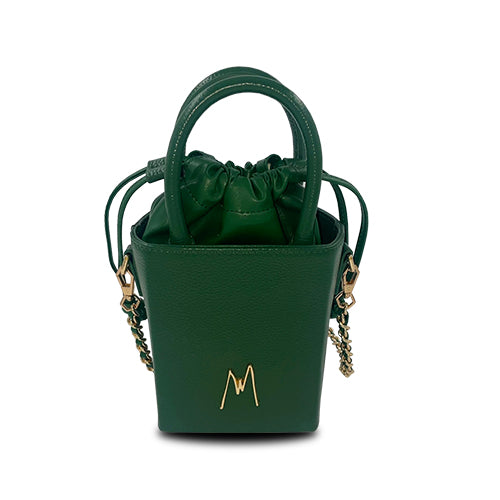 "SMALL LEATHER TOTE"  EMERALD GREEN