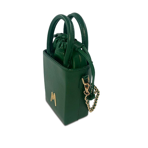 "SMALL LEATHER TOTE"  EMERALD GREEN