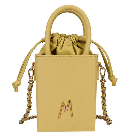 "SMALL LEATHER TOTE"  LEMON DROP
