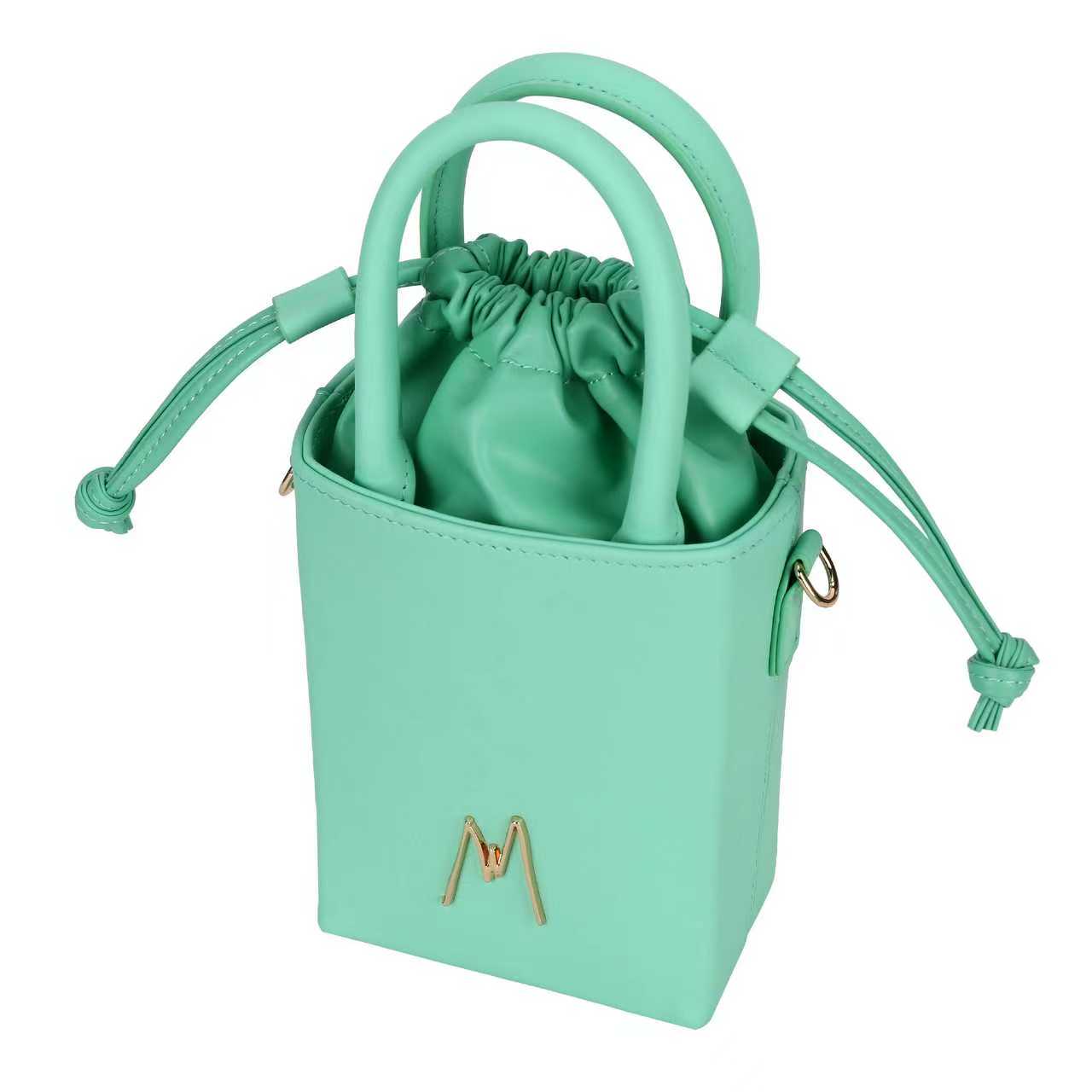 "SMALL LEATHER TOTE"  FRESH MINT
