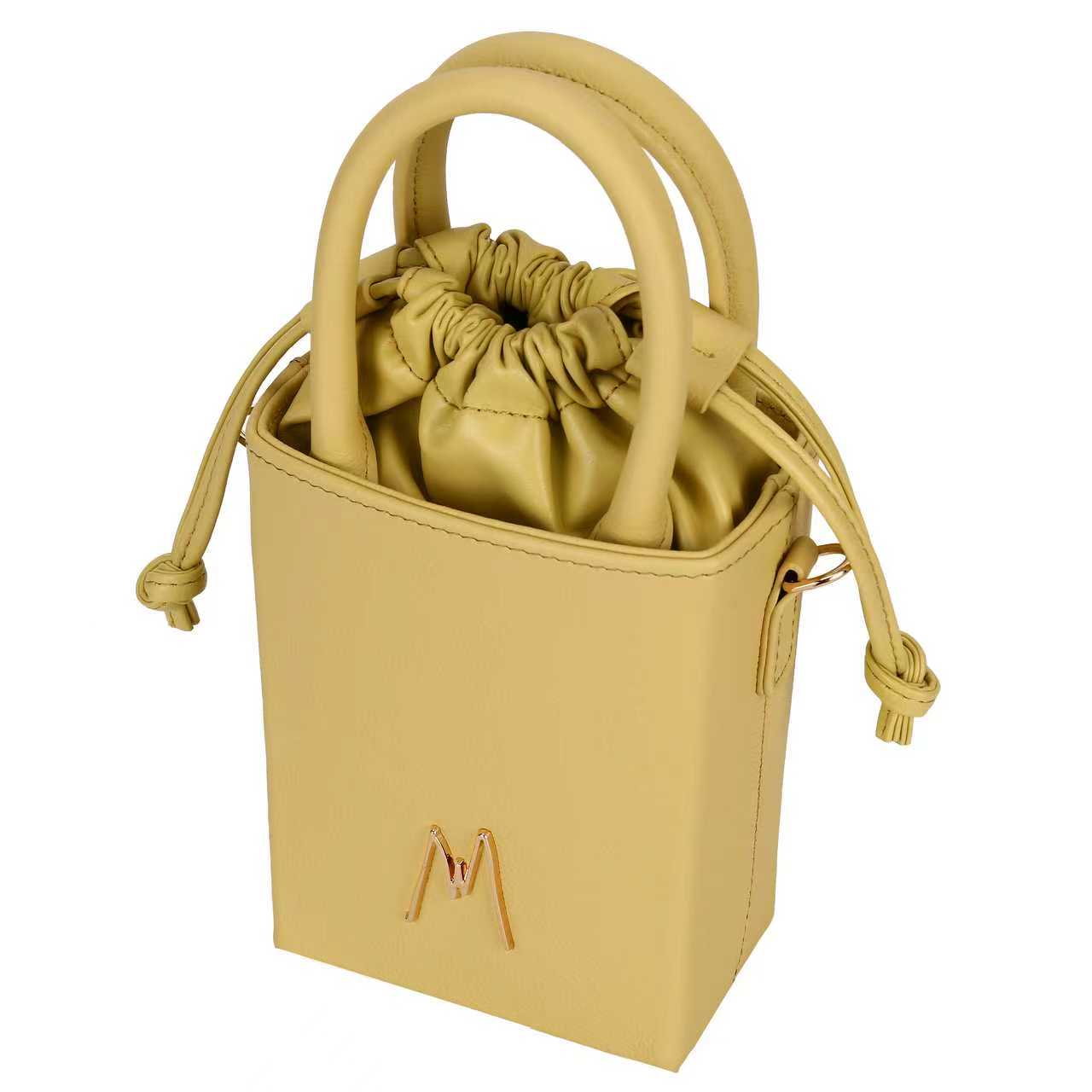 "SMALL LEATHER TOTE"  LEMON DROP