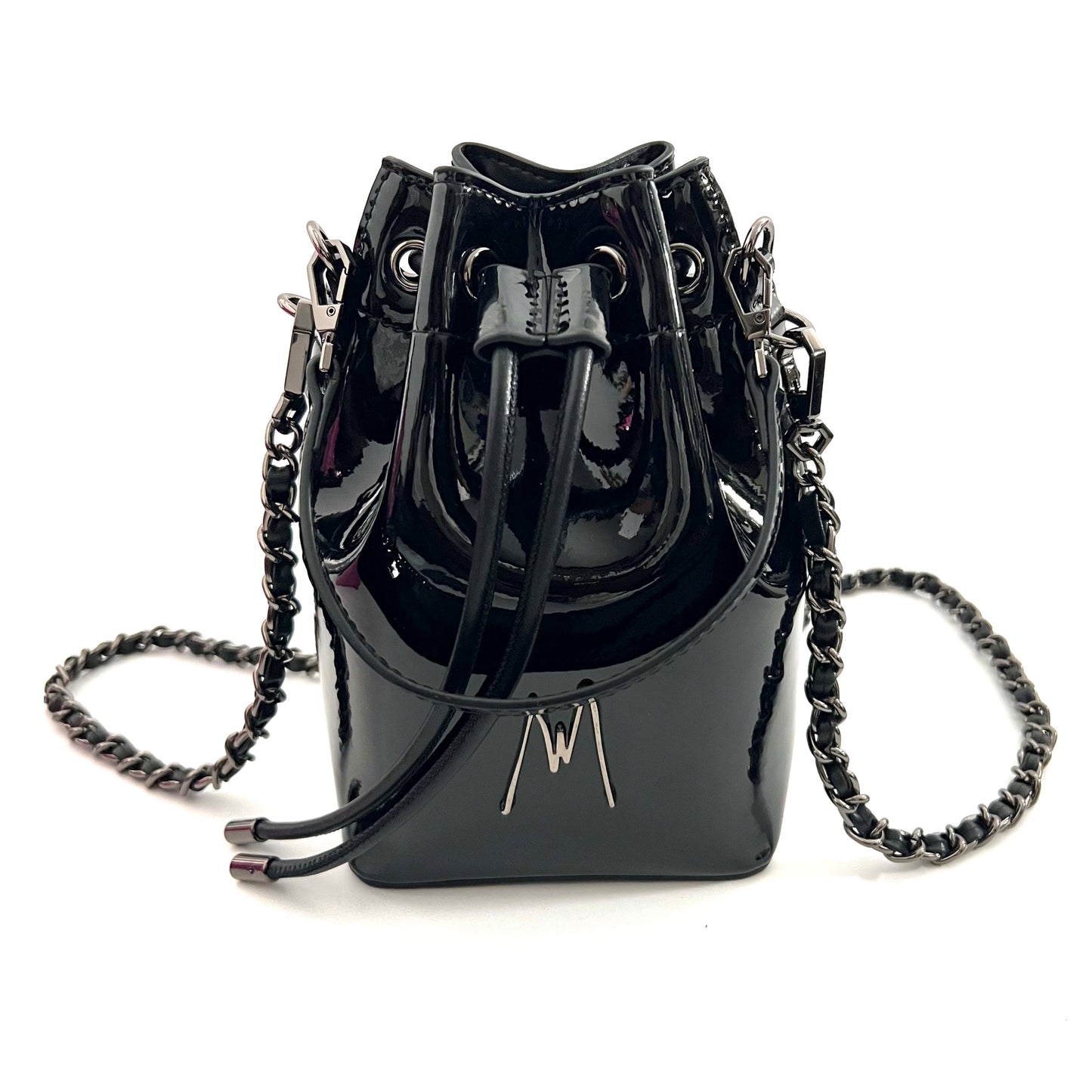 "THE BUCKET BAG" - Black Patent Leather