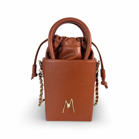 "SMALL LEATHER TOTE"  COFFEE