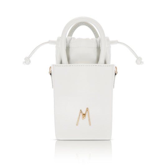 "SMALL LEATHER TOTE"  GLACIER WHITE