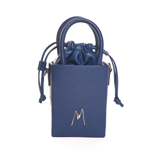 "SMALL LEATHER TOTE"  MIDNIGHT BLUE