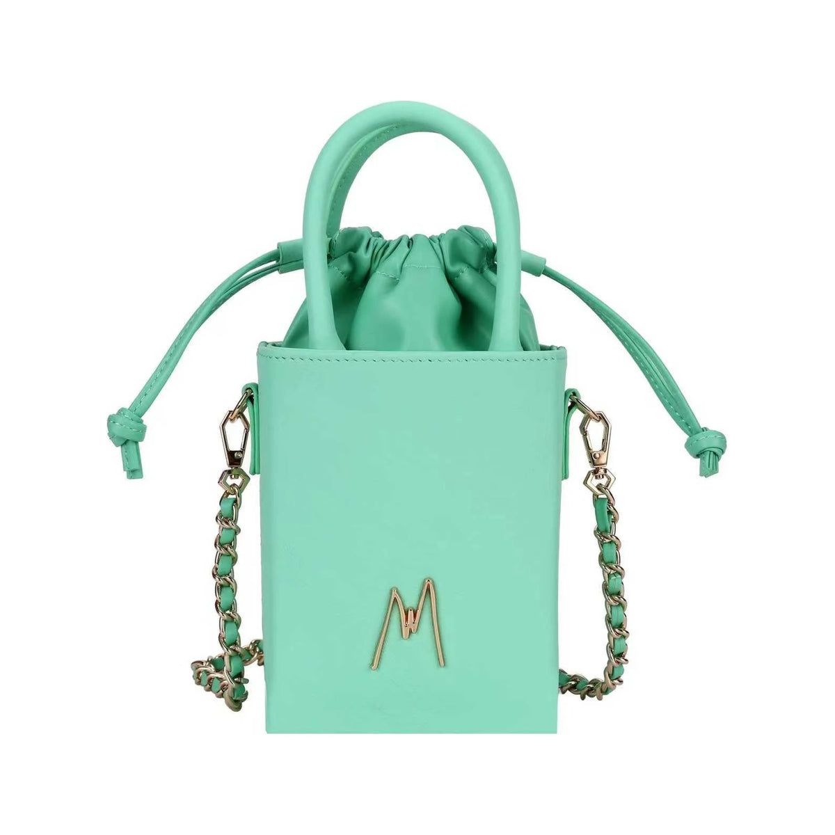 "SMALL LEATHER TOTE"  FRESH MINT