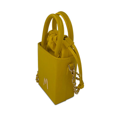 "SMALL LEATHER TOTE" SUNSHINE YELLOW