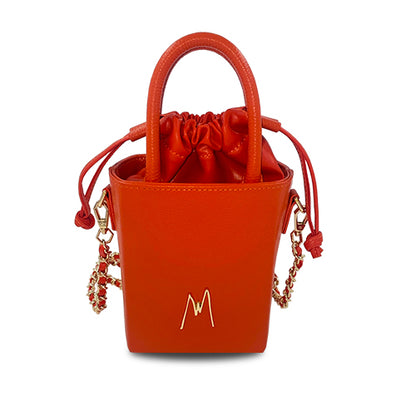 "SMALL LEATHER TOTE" TIGER ORANGE