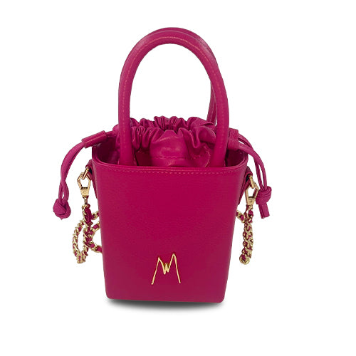 "SMALL LEATHER TOTE"  WILD BERRY PINK