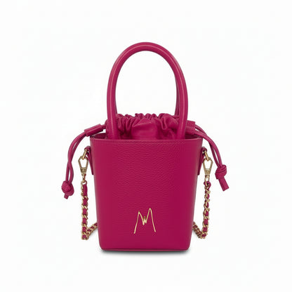 "SMALL LEATHER TOTE"  WILD BERRY PINK